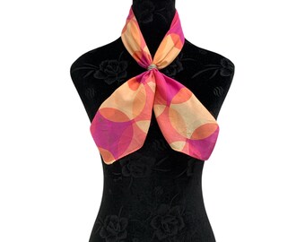 Bufanda de seda vintage de Mila Schon - Bufanda para el cuello con estampado geométrico