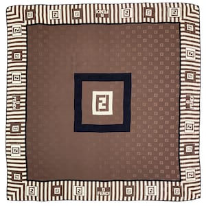 Vintage Fendi Silk Scarf Neckwear Jacquard Scarf Fendi Shawl Silk Square Scarf Neckcloth Fendi Foulards Wrap Silk Scarf Vintage Babushka Top