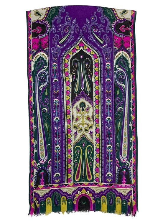 Buy Vintage Etro Wool Silk Scarf Paisley Scarves Neckwear