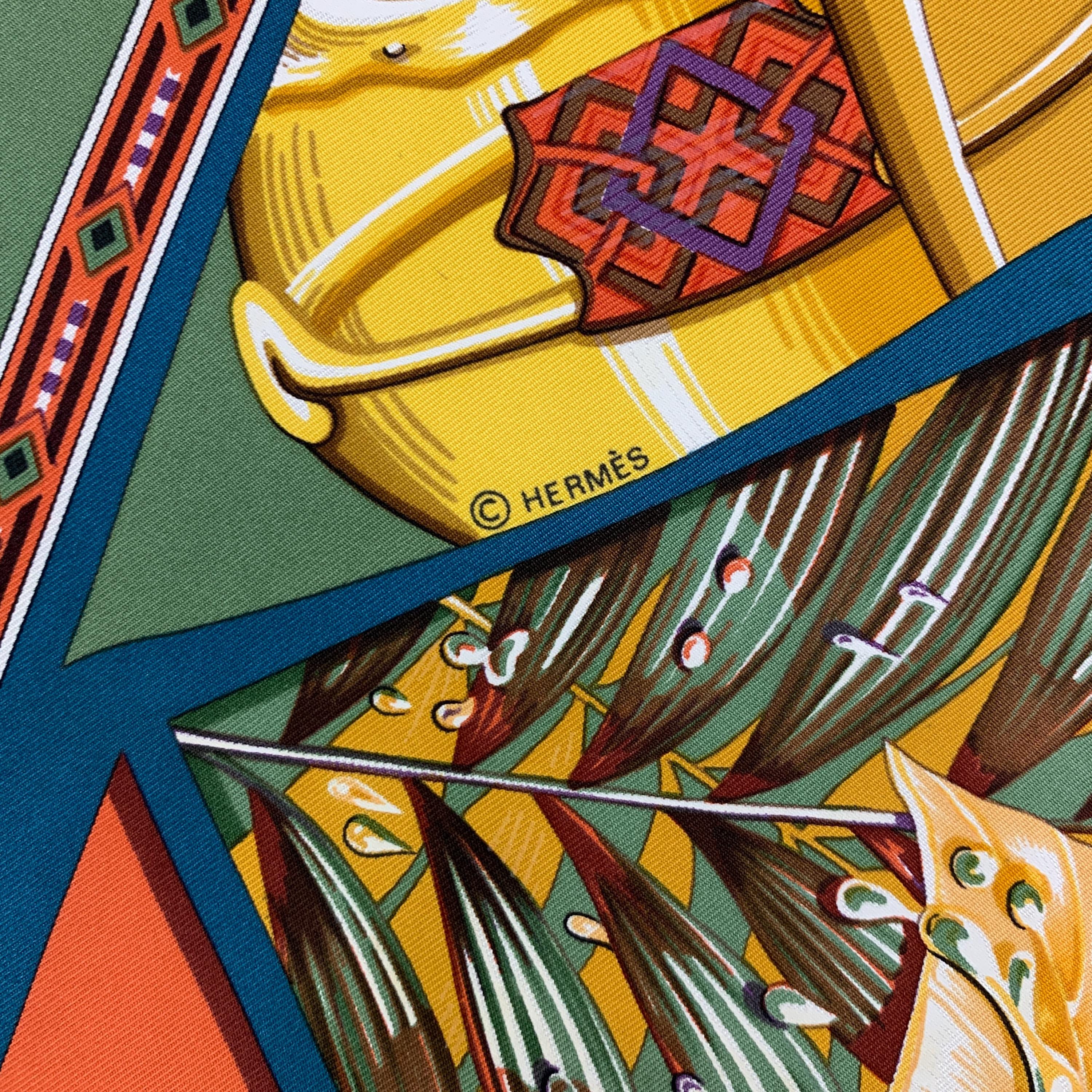 Vintage Hermes Silk Scarf: Au Son Du Tam Tam, 1997 Bourthoumieux