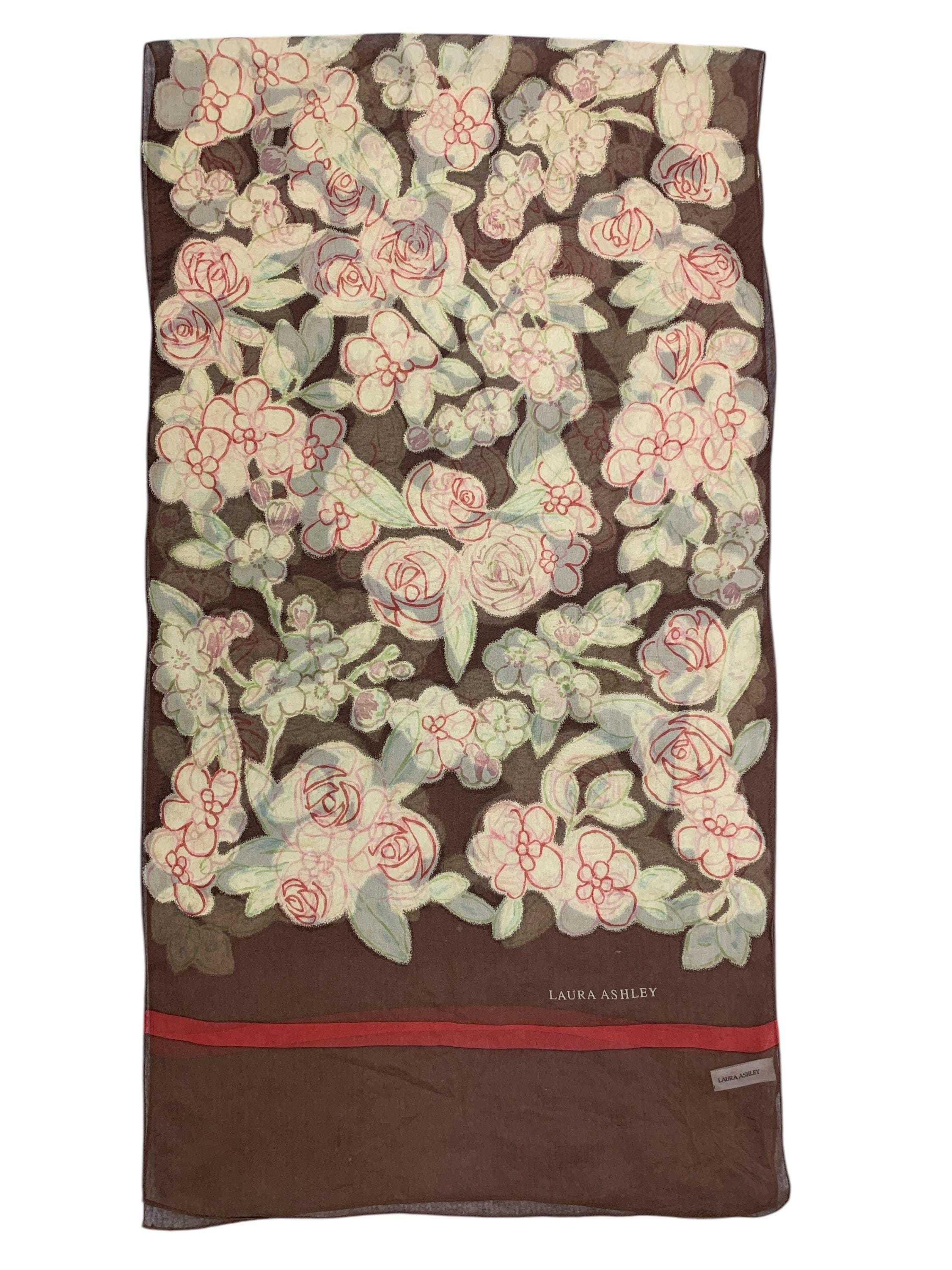 Vintage Laura Ashley Flowers Scarf Neckwear Accessories Wrap Neck