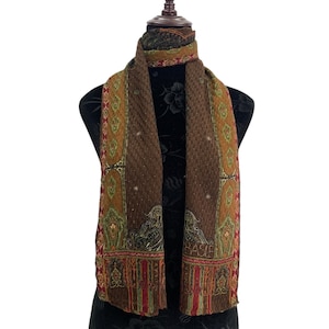 Vintage Basile Wool Silk Scarf Paisley Scarves Neckwear Wrap Silk Foulard Basile Shawl Rectangle Scarf Retro Silk Wrap Neck Scarf Top Wear