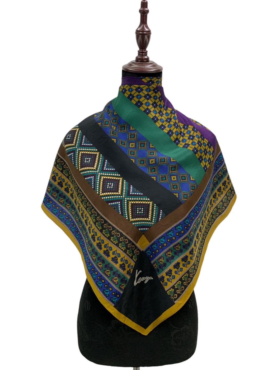 Vintage Kenzo Silk Scarf - Classic Pattern, Multicolour - Etsy