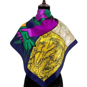 Vintage Picasso Poly Scarf Art Scarves Neckwear Picasso Shawl Wrap Top Square Scarf Neckcloth Picasso Foulard Wrap Scarf Vintage Babushka
