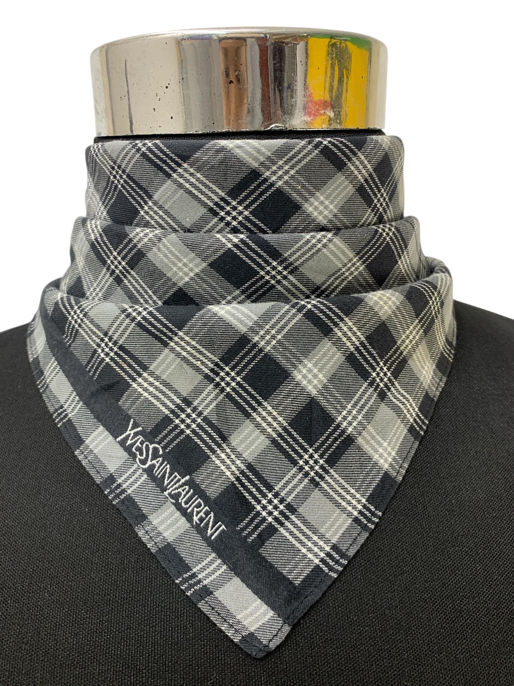 YSL HANDKERCHIEF BLACK & WHITE Other Designers Vintage - YSL Handkerchief Neckerchief  main image 2