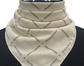 Vintage Burberry Taschentuch Gitter Muster Einstecktuch Burberry Bandana Top Halsbekleidung Wrap Ausschnitt Burberrys Halstuch Schal Halsbekleidung