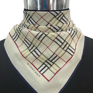 Vintage Burberry Handkerchief Plaid Classic Pocket Square Burberry Bandana Top Neckwear Wrap Neckcloth Burberry Neckerchief Scarf Neck Top