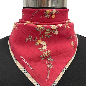 Vintage Burberry Handkerchief Cotton Scarf Pocket Square Accessories Wrap Burberry Neckerchief Flowers Scarf Neckwear Burberry Bandana Top