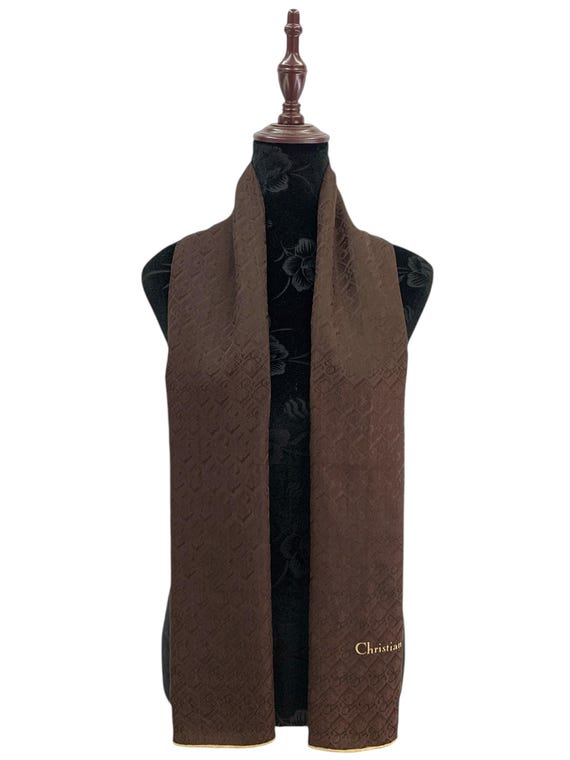 ココアChristian Dior モノグラムスカーフ Vintage Christian Dior Monogram Silk Scarf Jacquard Scarves