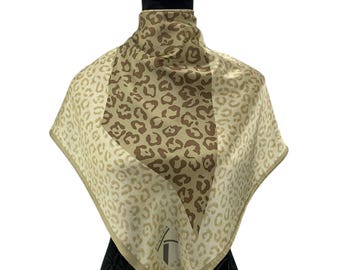 Szalik Vintage Krizia Silk Leopard, wzór japoński (34x34)