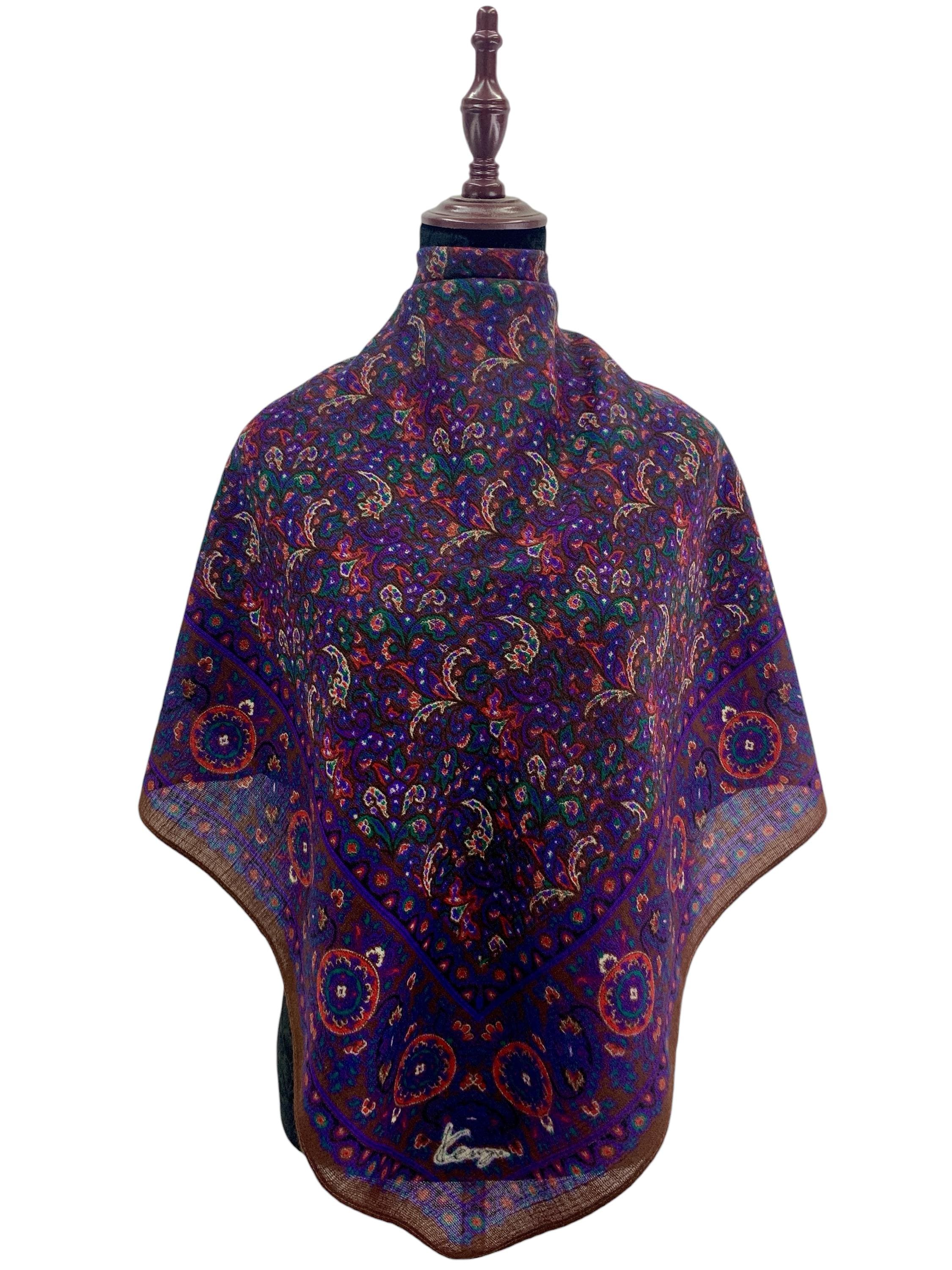 Vintage Kenzo Wool Scarf Neckwear Paisley Scarf Kenzo Shawl Square