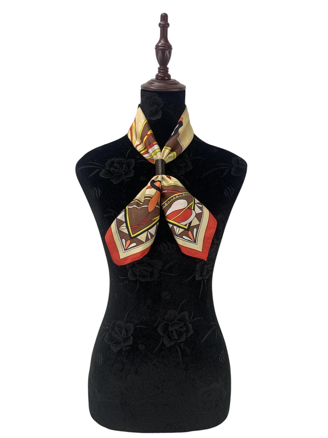 Vintage Yoshie Inaba Silk Scarf, Classic Floral Neckwear (21 X
