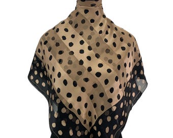 Vintage Pierre Cardin Silk Scarf Polka dot Scarves Neckwear Wrap Silk Neckcloth Pierre Cardin Shawl Square Babushka Vintage Scarf Wrap Silk