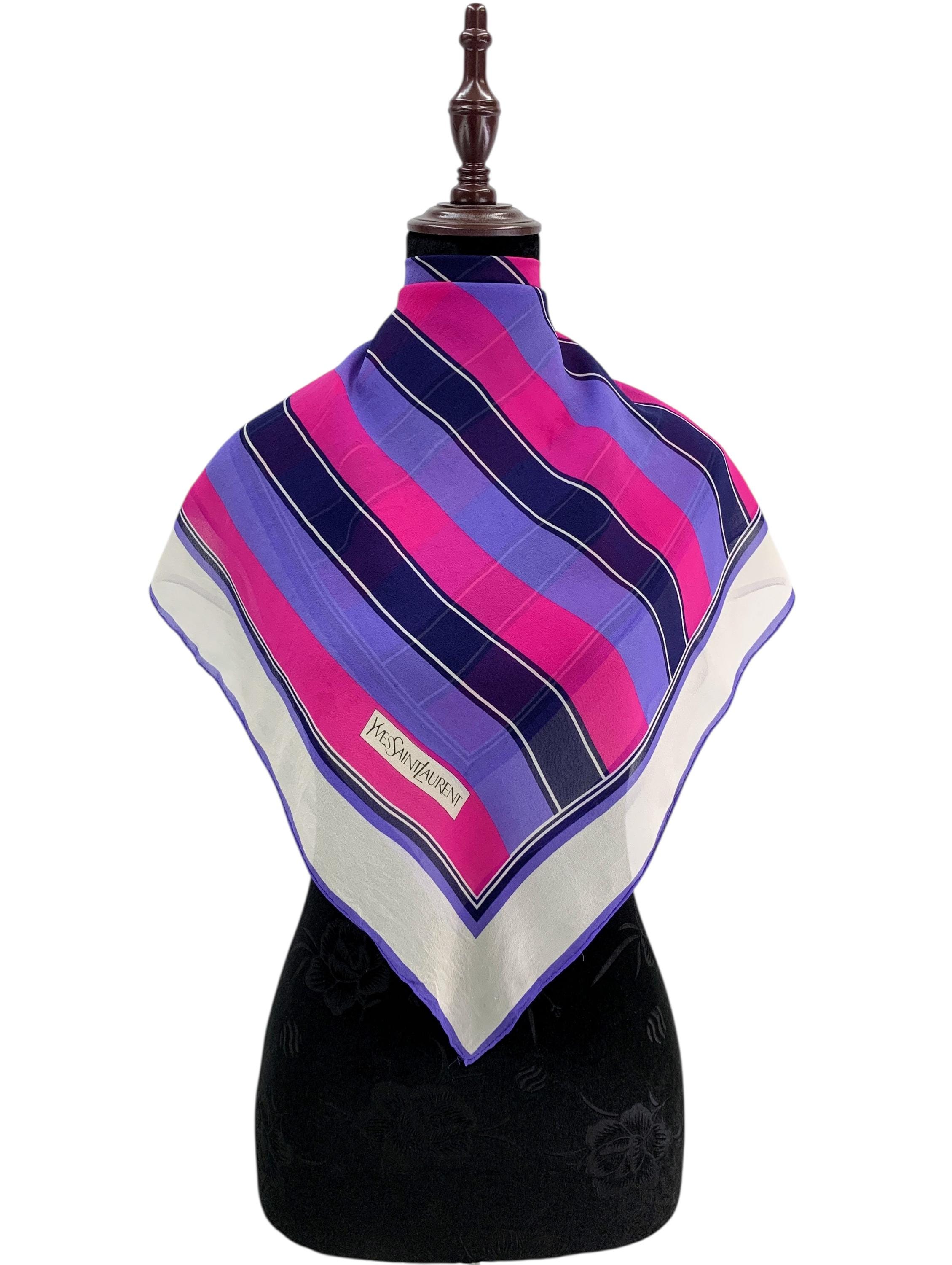 Vintage Yves Saint Laurent Silk Scarf - Pink & Purple  display picture 1
