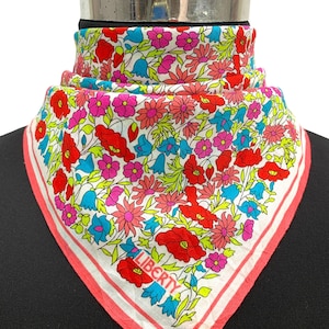 Vintage Liberty Handkerchief Flowers Scarf Pocket Square Liberty Bandana Top Neckwear Wrap Neckcloth Liberty Neckerchief Scarf Neck Top