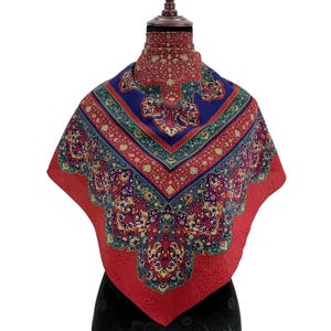 Vintage Lancetti Silk Scarf Classic Scarves Neckwear Wrap Body Scarf Lancetti Shawl Silk Square Scarf Vintage Lancetti Foulard Top Scarf