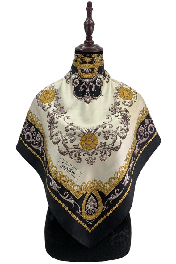 Vintage Tino Lauri Silk Scarf Classic Filigree Scarves Neckcloth