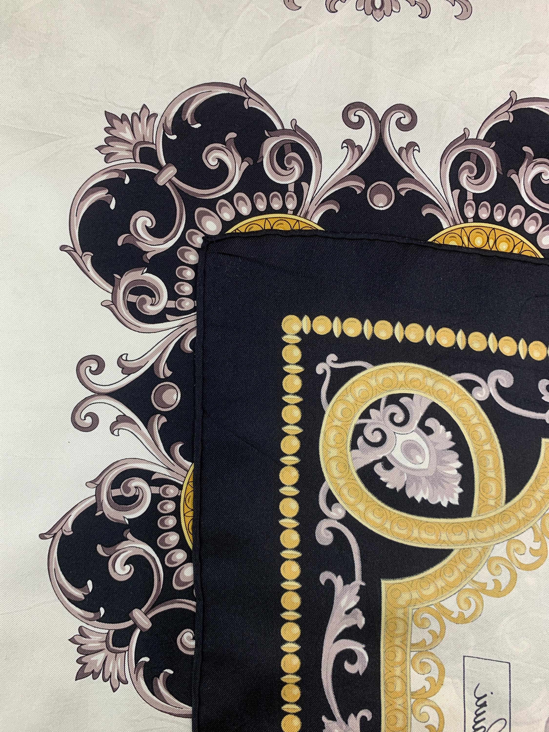 Vintage Tino Lauri Silk Scarf Classic Filigree Scarves Neckcloth 
