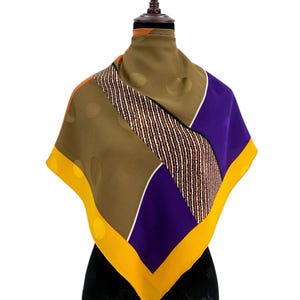 Vintage Francoise Guerin Silk Scarf Abstract Scarves Neckwear Wrap Body Scarf Vintage Shawl Silk Square Scarf Vintage Foulard Top Scarf Wrap