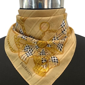 Vintage Burberrys Handkerchief Check Pattern Pocket Square Burberrys Bandana Top Neckwear Wrap Neckcloth Burberrys Neckerchief Scarf Neck