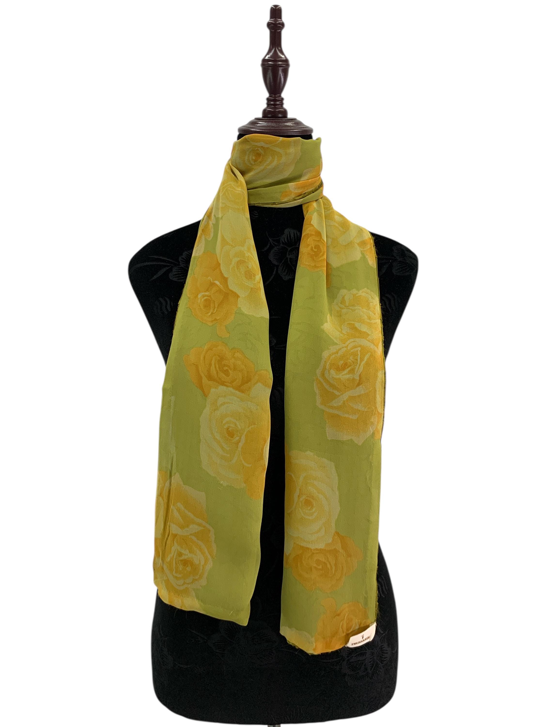 Trussardi vintage large wrap scarf Vintage Trussardi Silk Scarf Huge Scarves Neckwear Tassel  main image 4