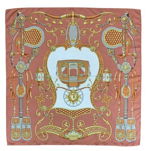 Foulard Carré Trussardi En Soie Vintage - 60x60cm - Orange, Bleu, Noir - Occasion Très Bon état
