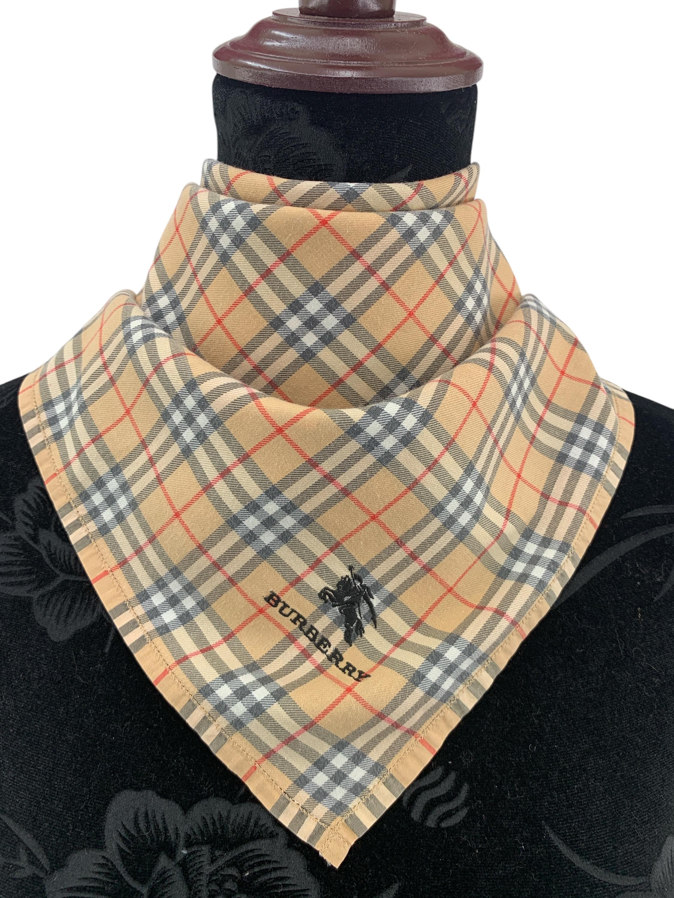 Vintage Burberry Nova Check Handkerchief Scarf (18.5 X 18  display picture 1