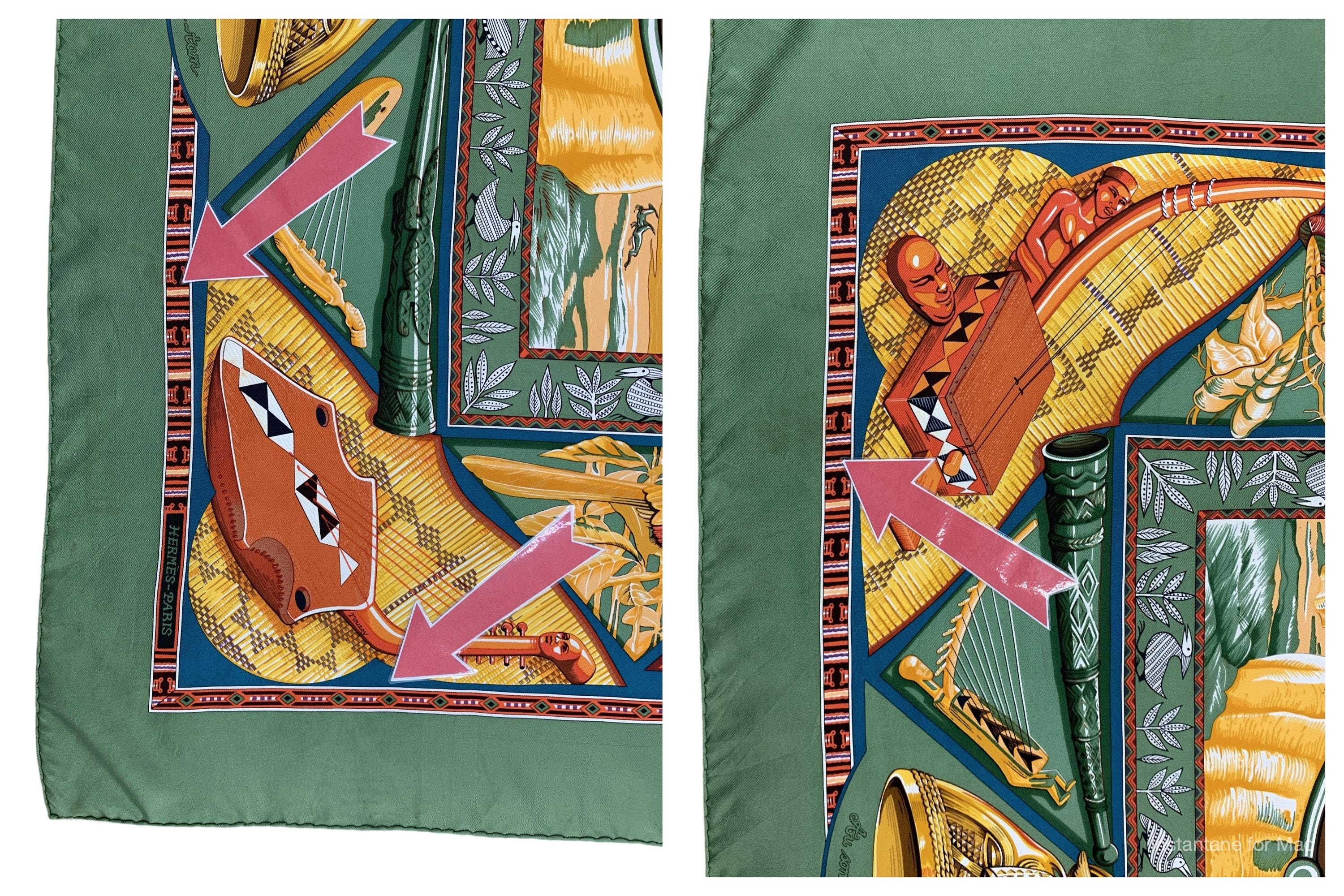Vintage Hermes Silk Scarf: Au Son Du Tam Tam, 1997 Bourthoumieux
