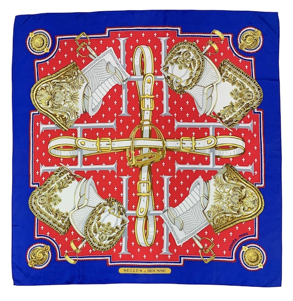 Vintage Hermes Silk Scarf Selles a Housse by Christiane Vauzelles