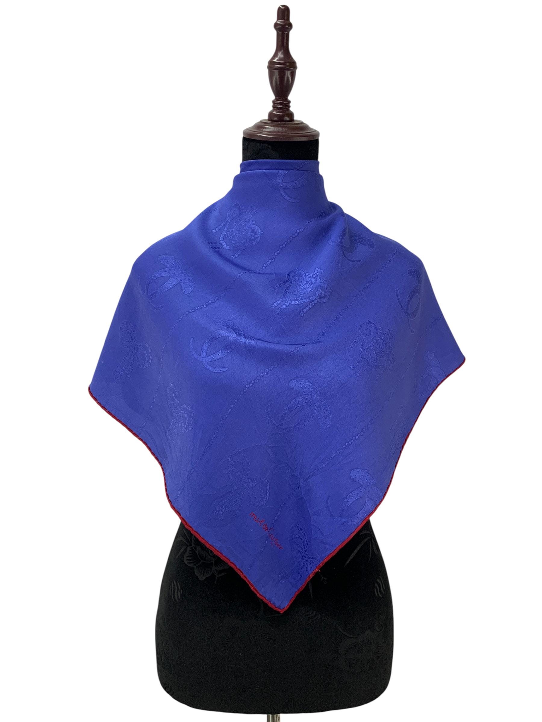 Cartier カルティエ ハンカチ ブルー 箱付き シルク 未使用 Cartier Handkerchief - Etsy