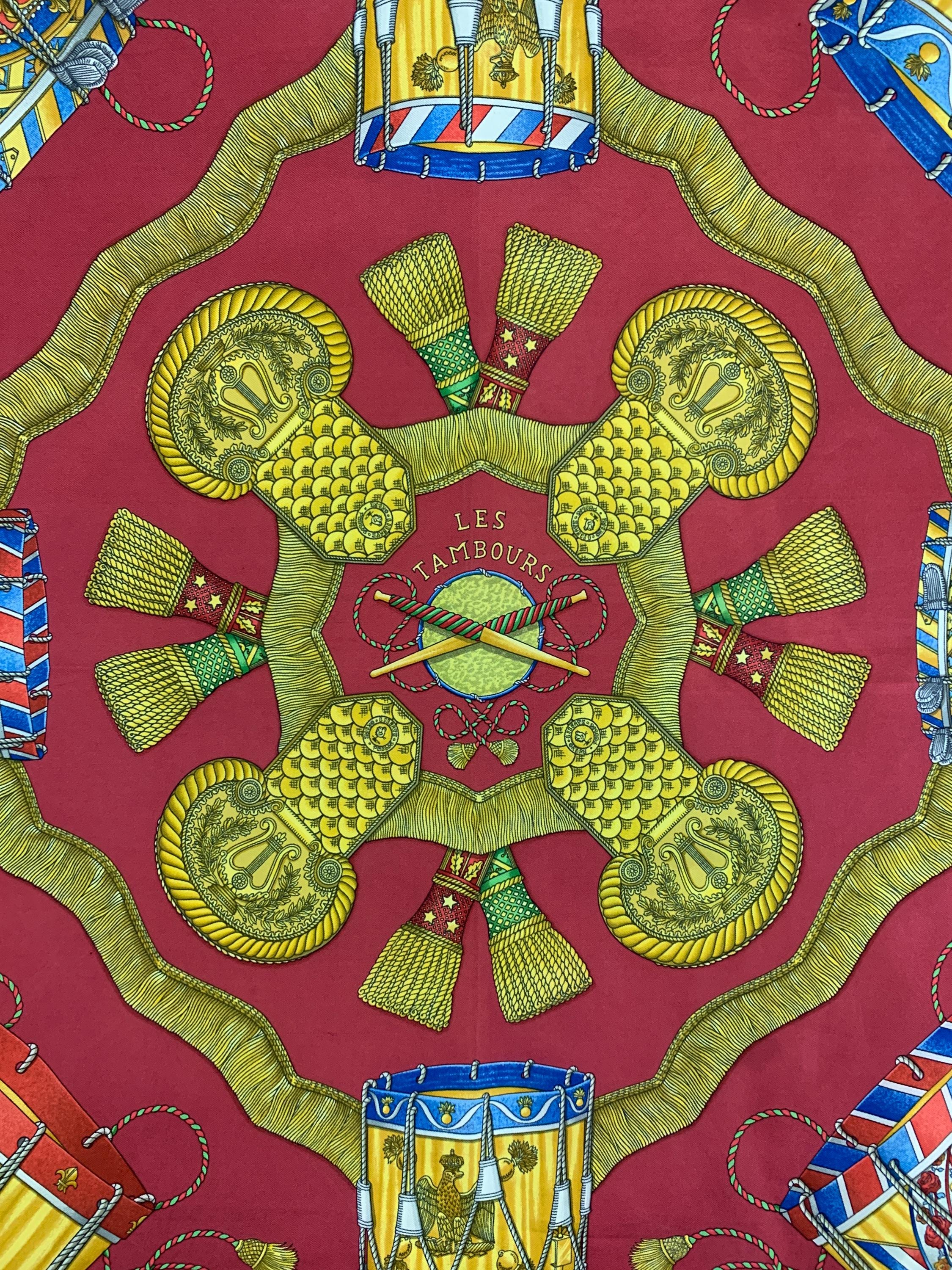 Vintage Hermès Les Tambours by Joachim Metz Scarves Neckwear