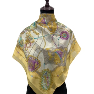 Vintage Classic Silk Scarf Tassel Design Scarf Neckwear Accessories Wrap Neckcloth Classic Scarves Wrap Neck Vintage Shawl Foulard Top Scarf