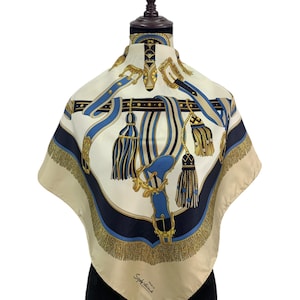 Vintage Sophisticato Silk Scarf Neckwear Tassel Scarf Classic Shawl Silk Square Scarf Neckcloth Foulard Wrap Silk Scarf Vintage Babushka Top