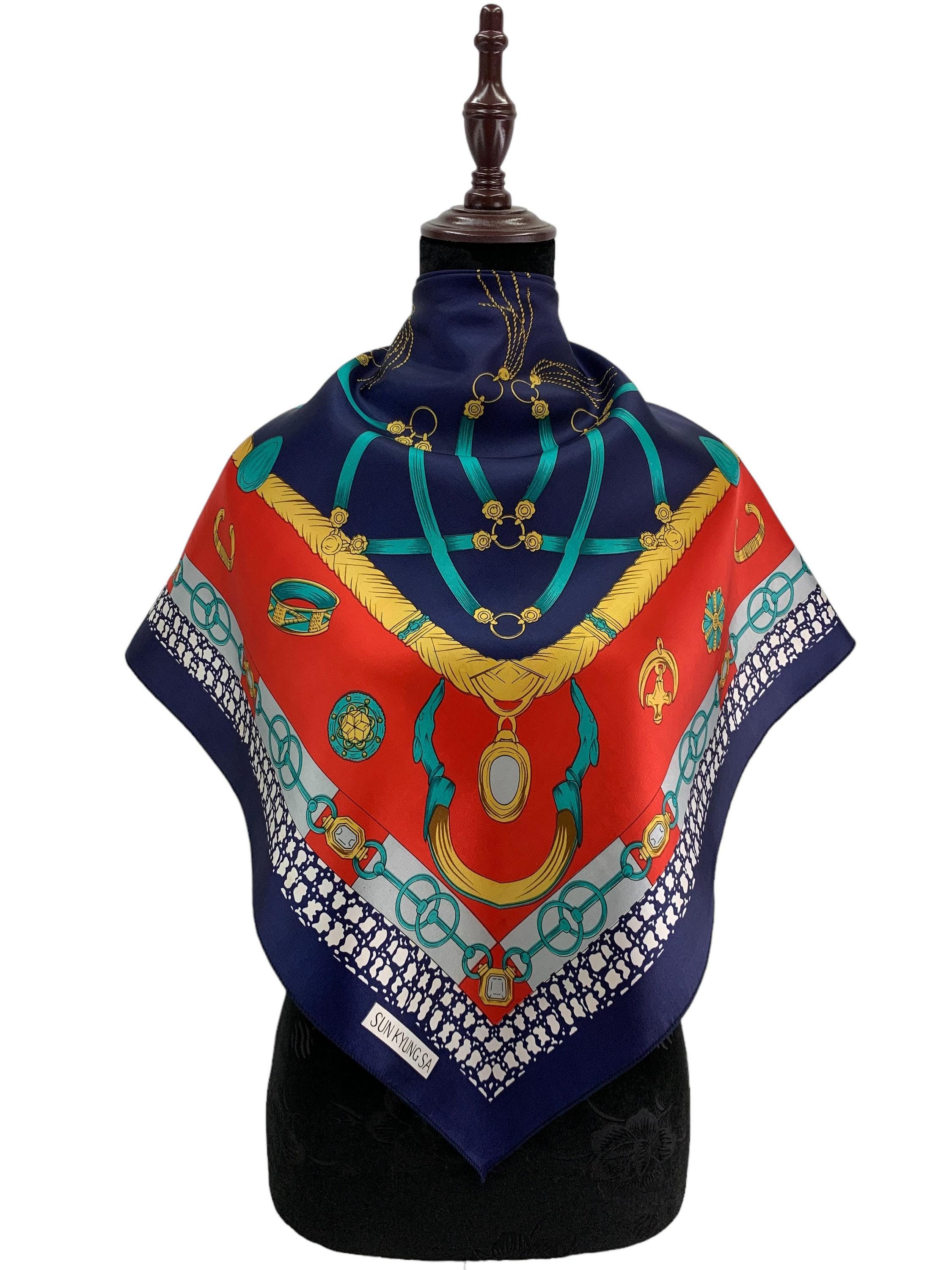 スカーフ　紐　タッセル　SUN KYUNG SA 大判　88cm Sun Kyung Sa Scarf - Etsy