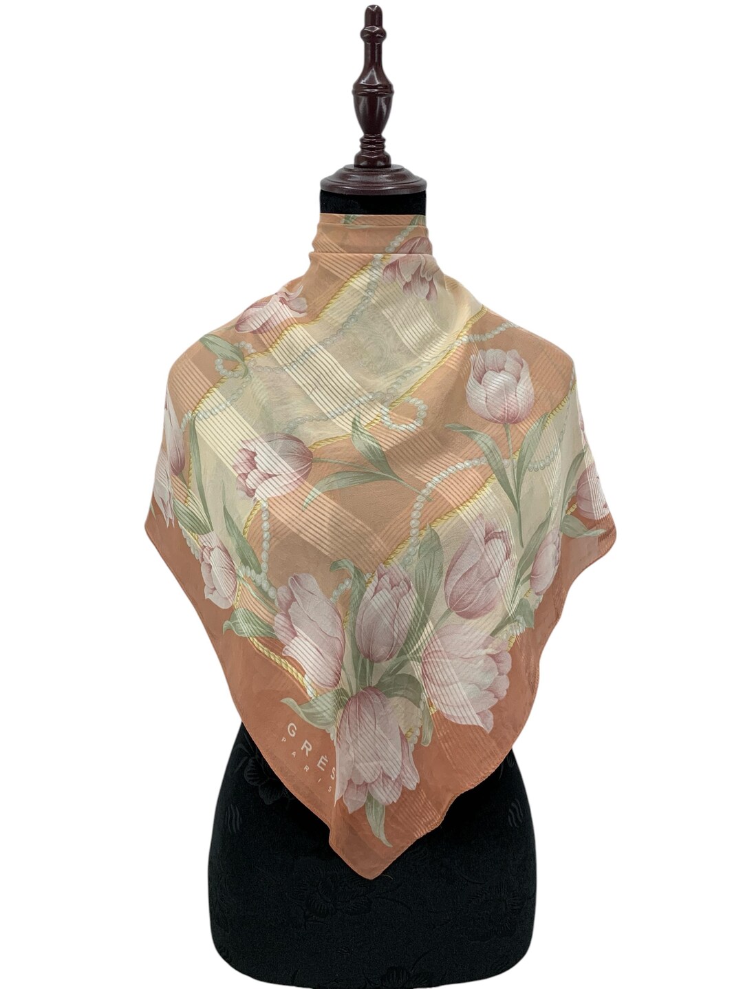 Foulard Vintage Grès 100% Soie - Motif Géométrique Multicolore - Italie