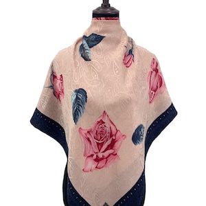 Vintage Anne Klein Silk Scarf Huge Scarves Neckwear Paisley Anne Klein Shawl Square Scarf Neckcloth Wrap Silk Jacquard Scarf Foulard Top