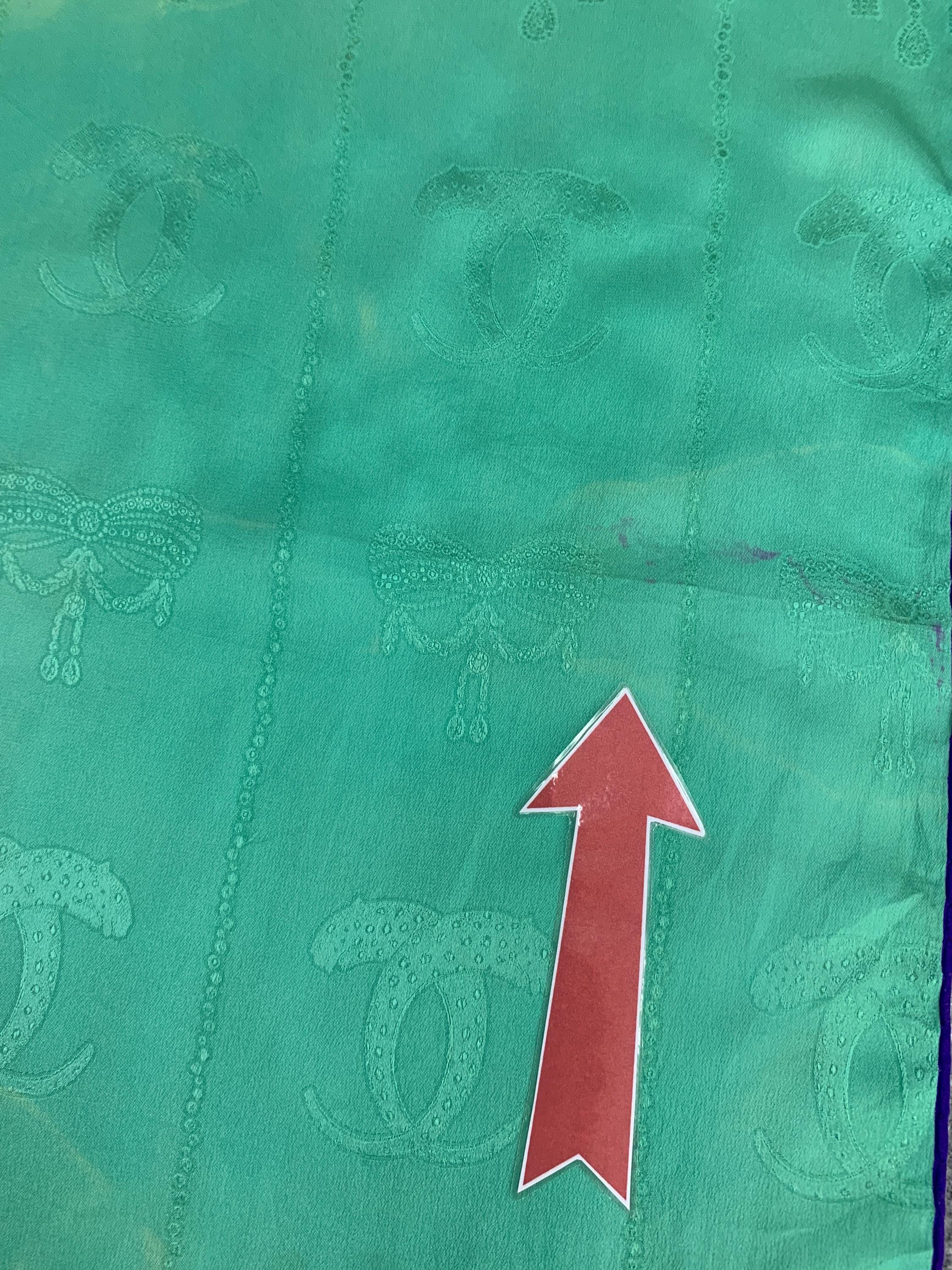 Vintage Must De Cartier Silk Scarf, Green Jacquard Neckwear (32.5
