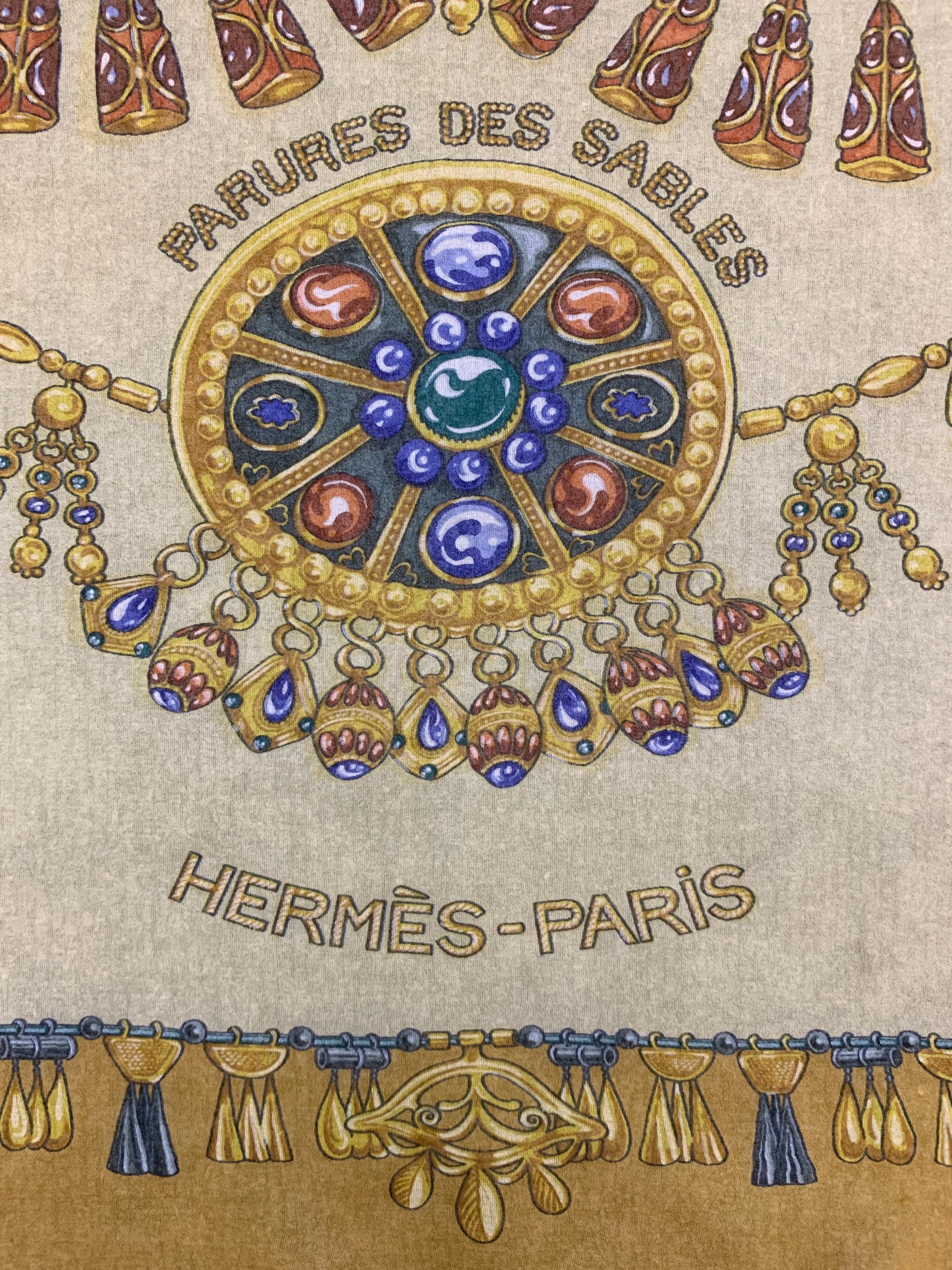 Vintage Hermes Silk Mousseline Scarf: 'parures Des Sables