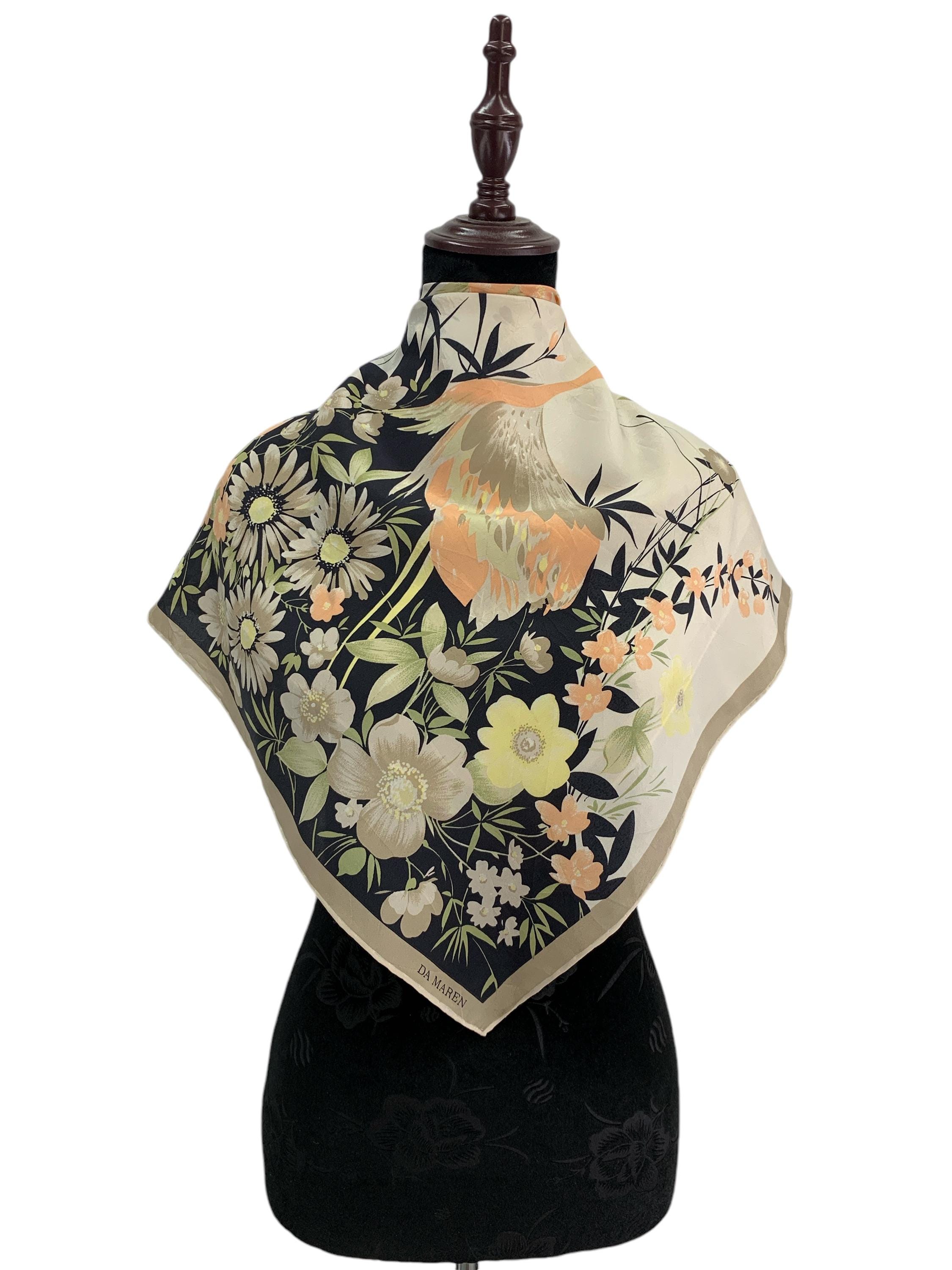 Vintage Da Maren Silk Scarf Flower Scarves Neckwear Accessories Da