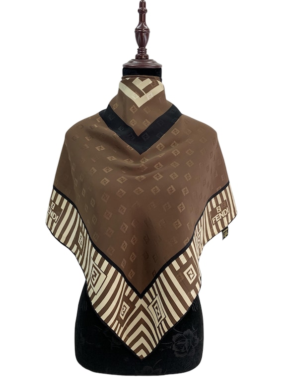 Vintage Fendi Silk Scarf Neckwear Jacquard Scarf Fendi Shawl Silk