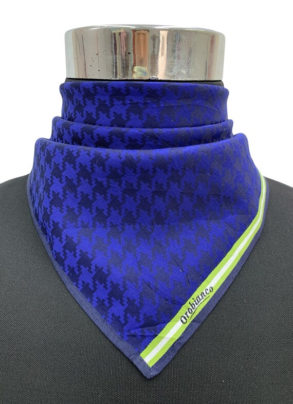 Vintage Orobianco Pocket Square Houndstooth Scarf Handkerchief Top 