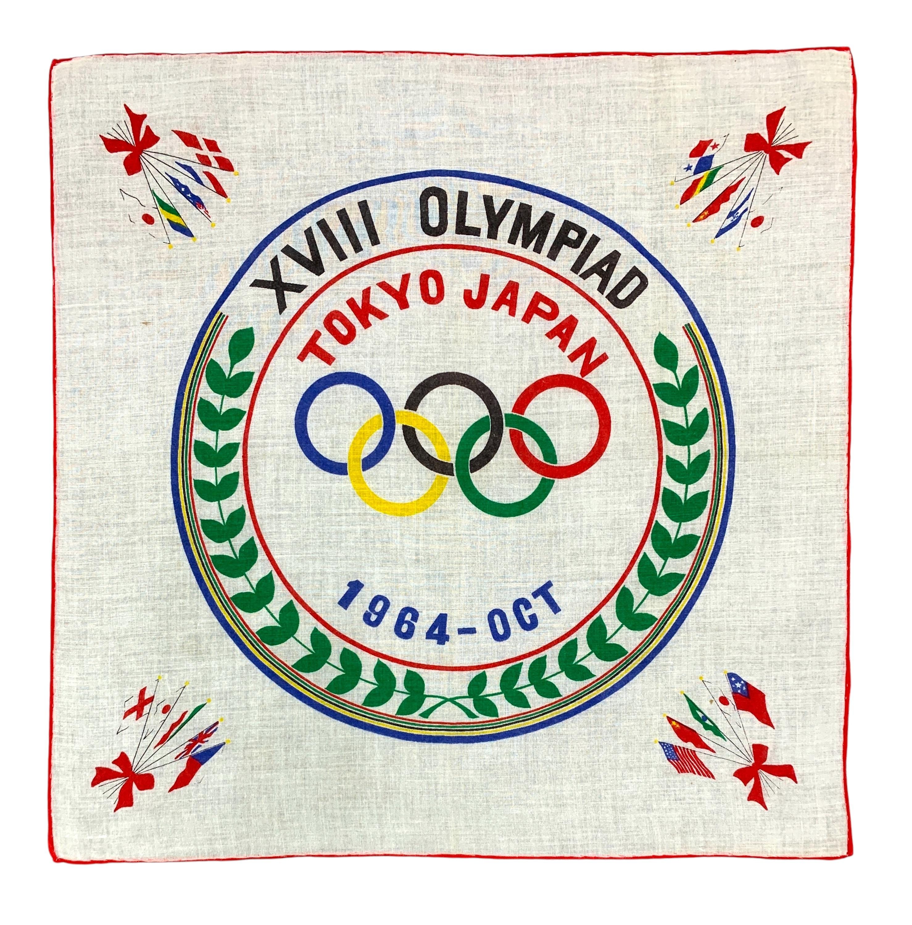 Vintage Olympic 1964 Handkerchief Tokyo Olympic Pocket Square Top