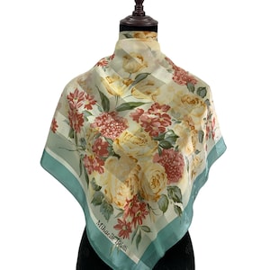 Foulard En Soie Vintage Nina Belotti - Motif Rayé Multicolore, Occasion Bon état Général