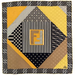 Vintage Fendi Silk Scarf Neckwear Jacquard Scarf Fendi Shawl Silk Square Scarf Neckcloth Fendi Foulards Wrap Silk Scarf Vintage Babushka Top