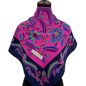 Vintage Yves Saint Laurent Silk Scarf Flower Pink Scarves  display picture 1