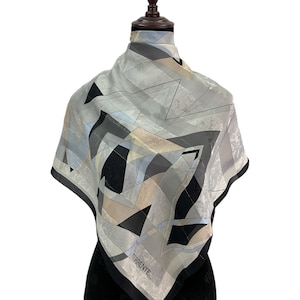 Vintage Torente Silk Scarf Classic Scarves Abstract Neckwear Accessories Torente Shawl Silk Square Scarf Wrap Top Babushka Rose Scarf