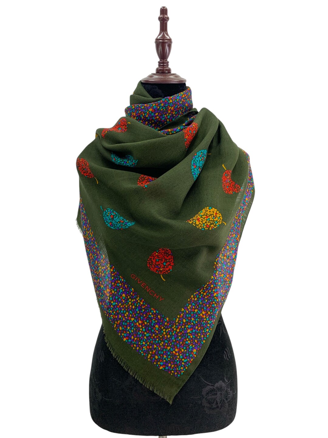 Vintage Givenchy Wool Scarf Foulards Classic Leaf Scarves Neckwear