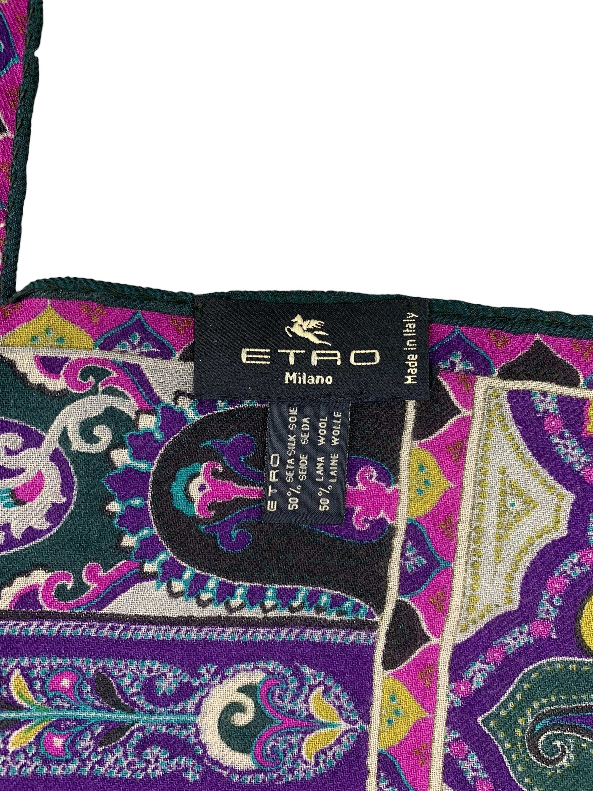 Buy Vintage Etro Wool Silk Scarf Paisley Scarves Neckwear