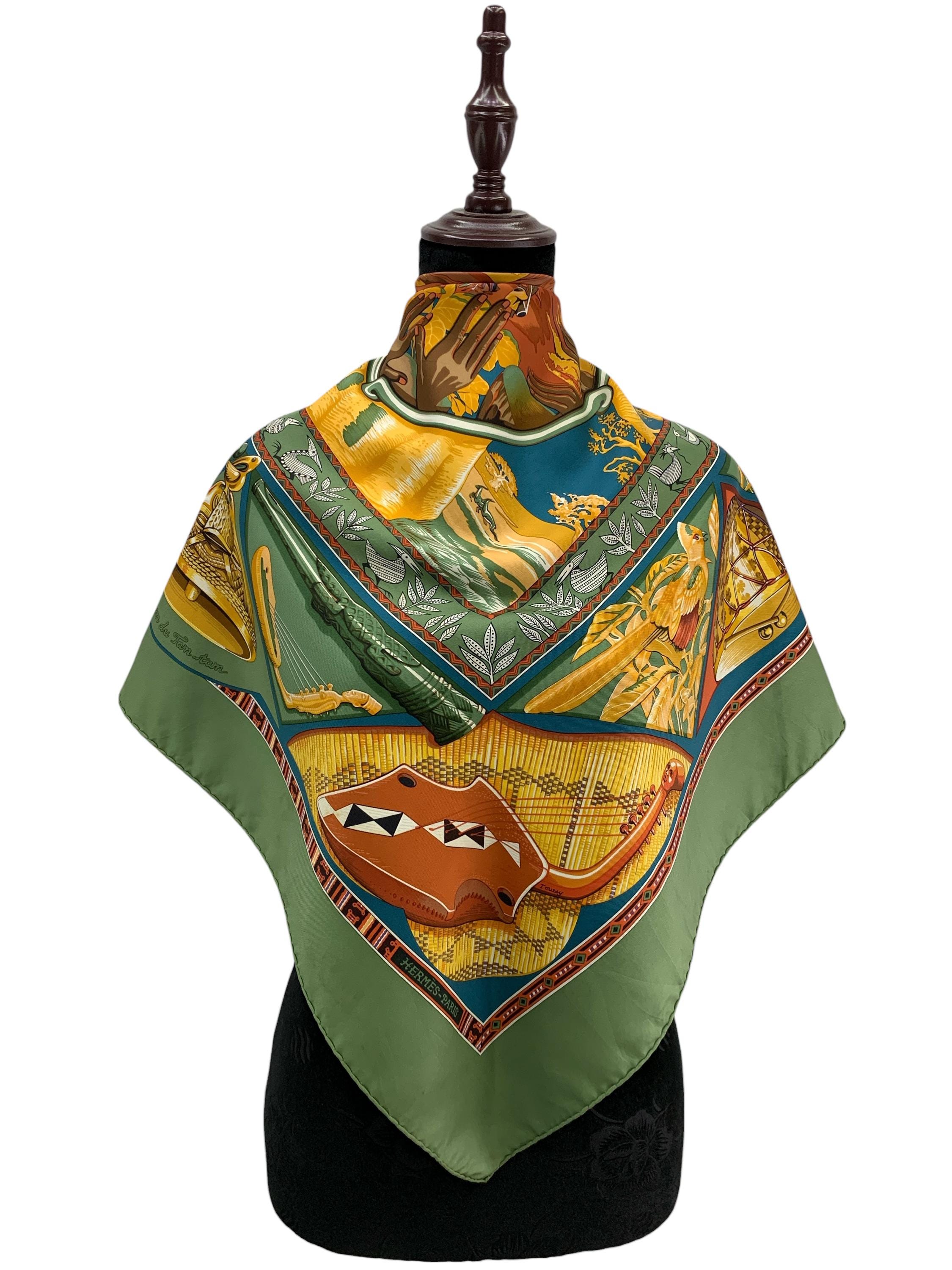 Vintage Hermes Silk Scarf: Au Son Du Tam Tam, 1997 Bourthoumieux