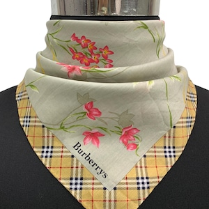 Vintage Burberry Handkerchief Cotton Scarf Pocket Square Accessories Wrap Burberry Neckerchief Flowers Scarf Neckwear Burberry Bandana Top